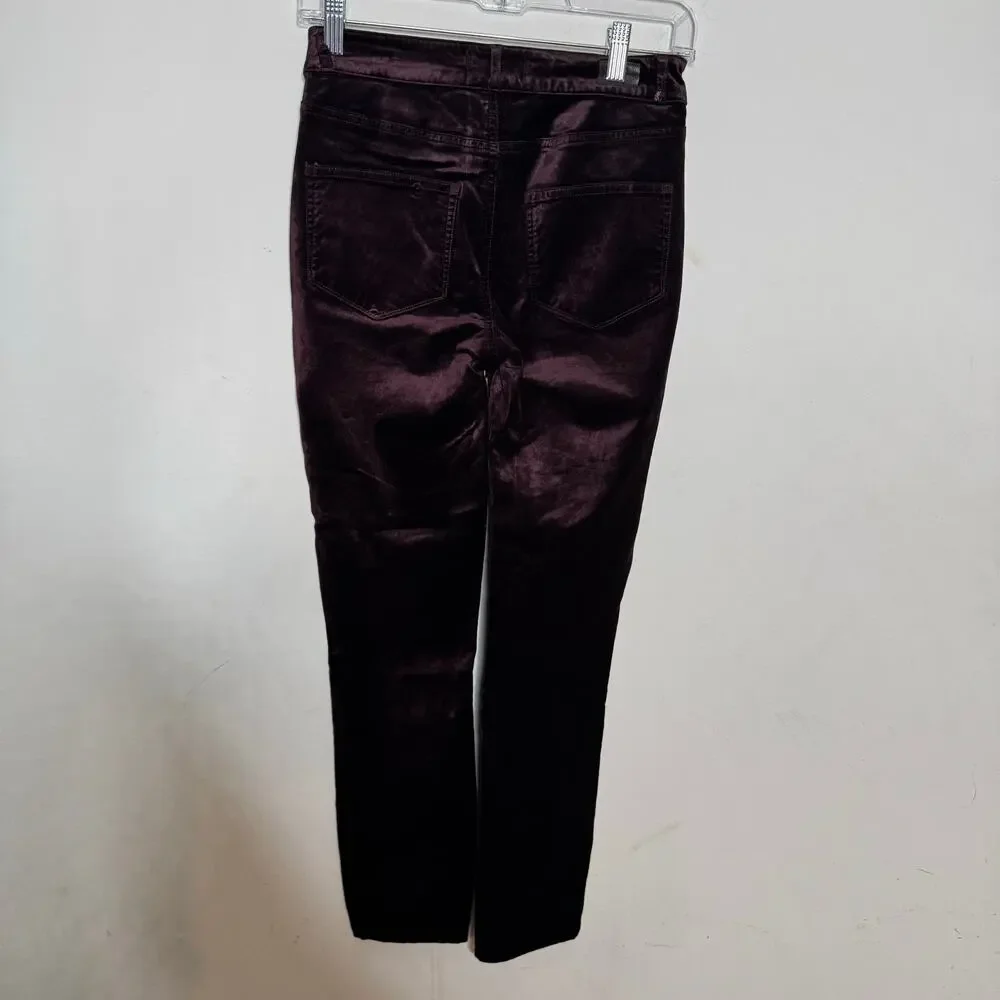 PAIGE Hoxton Ankle Velvet Pants‎ Sz 24 Burgundy High Rise Skinny NWT